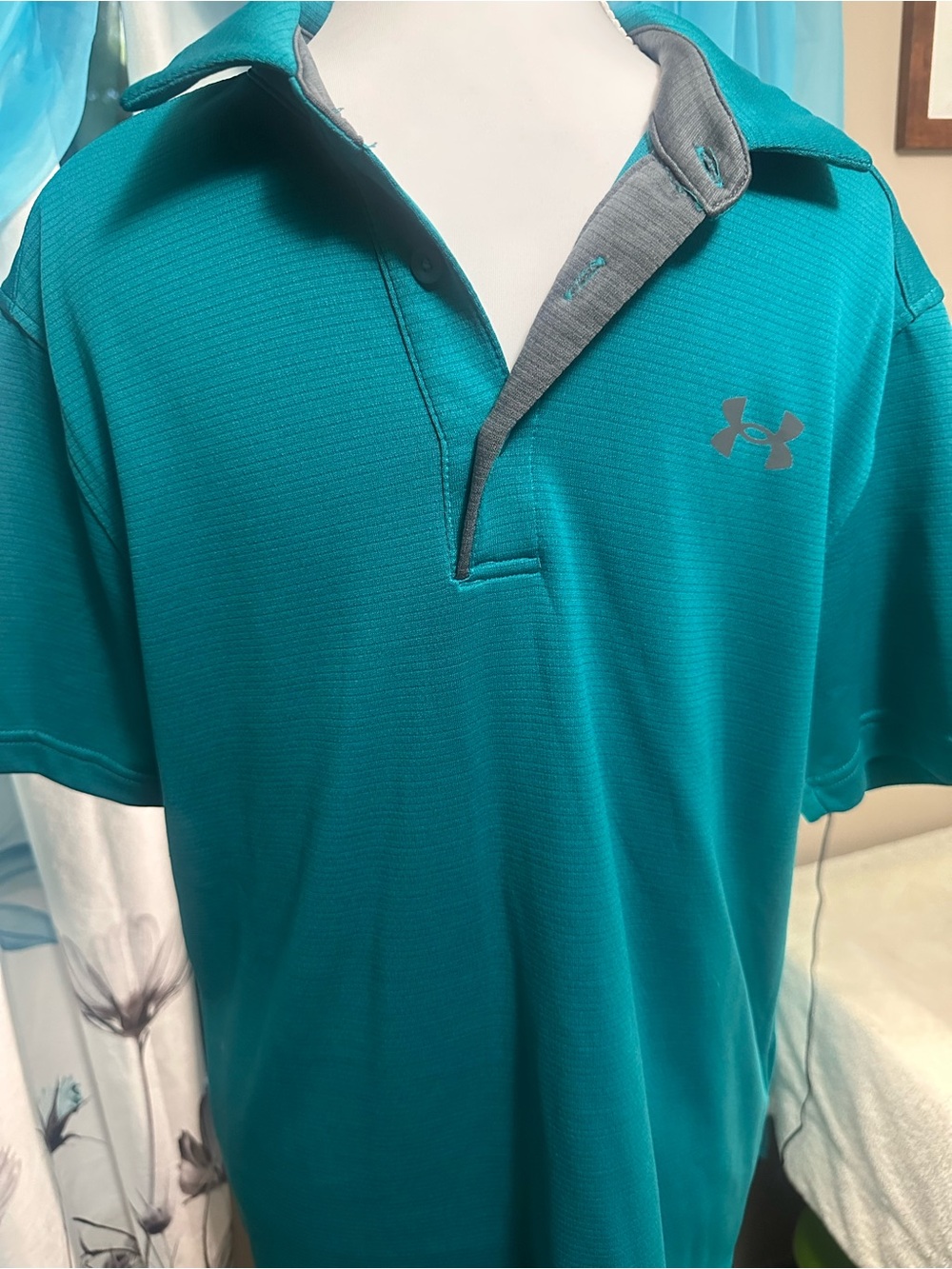 Under Armour Men’s Teal Performance Polo Teal with Gray Trim